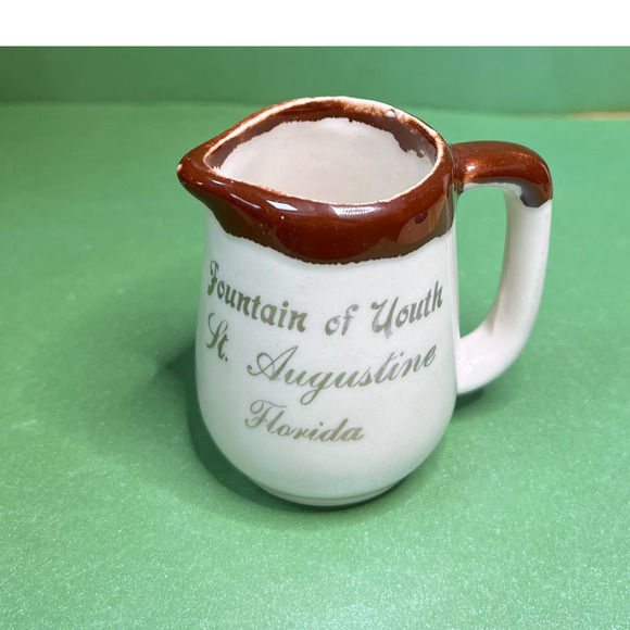 Mini Pitcher Creamer Fountain of Youth, St. Augustine P.C.A. Paden City  Pottery - Picture 1 of 6